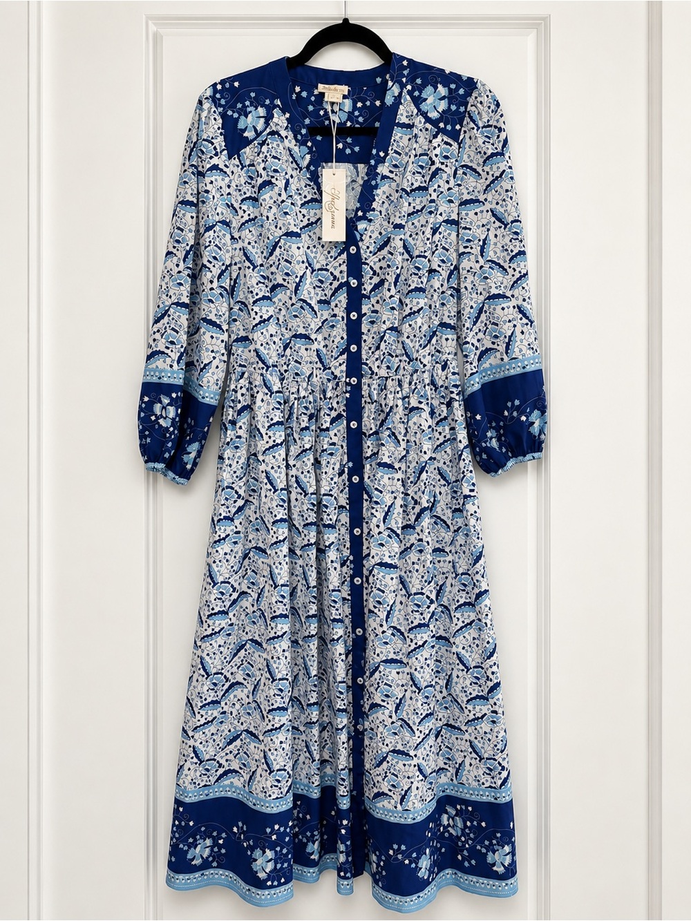 Shoshanna Blue Floral Button-Front Dress